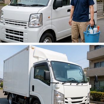 くらし清掃舎の作業車・スタッフ